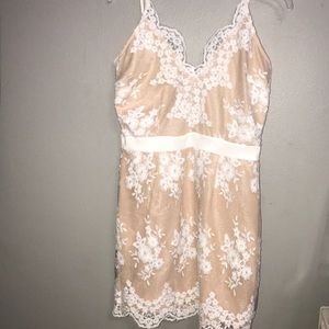 Charlotte Russe tan and white lace dress